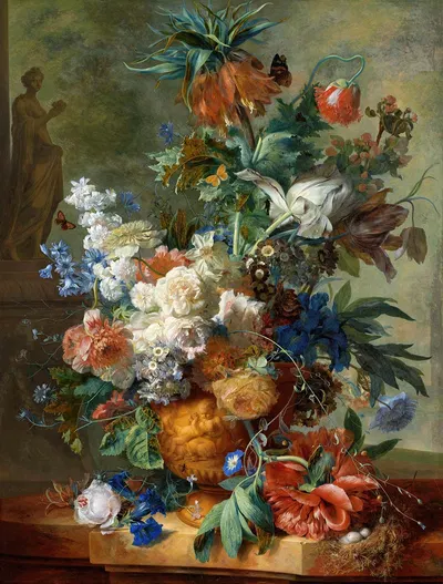 Still Life with Flowers by Ян ван Хёйсум, 1723 — digital art print download