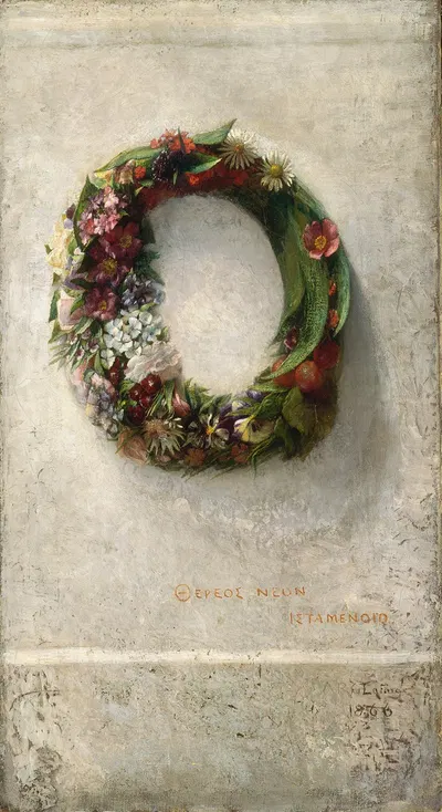 Wreath of Flowers by Джон Ла Фардж, 1866 — digital art print download