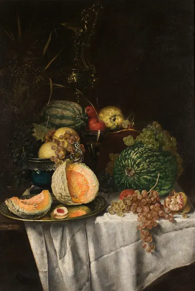 Still life with fruits by Йозеф Нойгебауэр — digital art print download