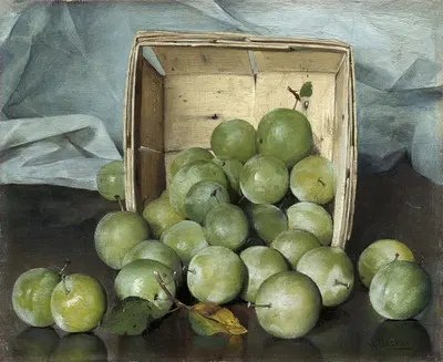 Green Plums by Джозеф Деккер, c. 1885 — digital art print download