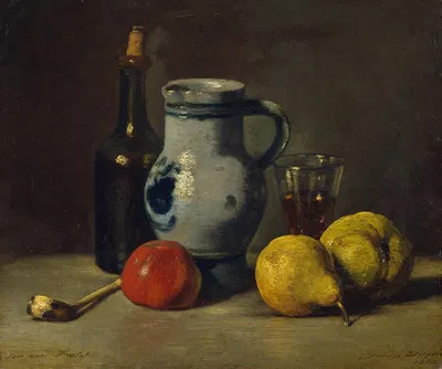 Still Life with a grey Jug by Jules Dupré, 1862 — digital art print download