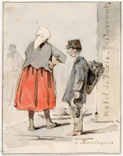 Mensen in klederdracht uit omgeving van Boulogne by Питер ван Лун, 1856 — digital art print download