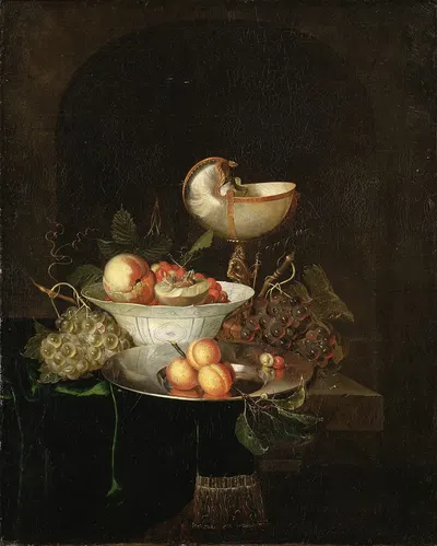 Still Life with Fruit and a Nautilus Goblet by Nicolaes van Gelder — digital art print download