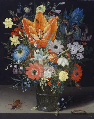 Still Life with Iris by Peter Binoit, 1623 — digital art print download