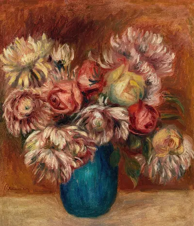 Flowers in a Green Vase (Fleurs dans un vase vert) by Пьер-Огюст Ренуар, c. 1912 — digital art print download