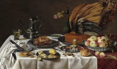 Still Life with Peacock Pie by Pieter Claesz, 1627 — digital art print download