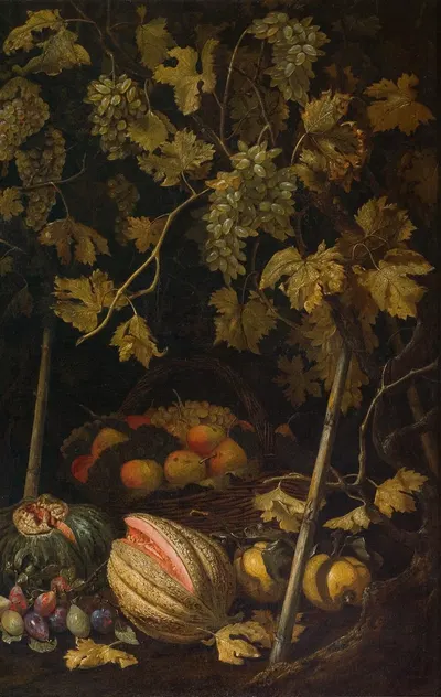 Still Life with Fruit and Vine by Pietro Paolo Bonzi — digital art print download