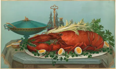 Lobster, Eggs, Celery by Robert Wilkie, 1877 — digital art print download