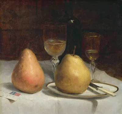 Two Pears on a Tabletop by Sanford Robinson Gifford, c. 1866 — digital art print download