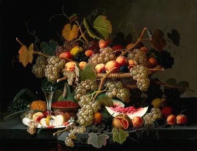 Still Life with Fruit by Severin Roesen, 1852 — digital art print download