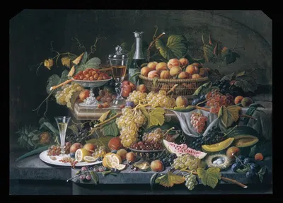 Still Life, Fruit by Severin Roesen, 1855 — digital art print download