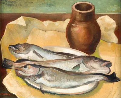 Still life with fish by Виктор Планкх, 1925 — digital art print download