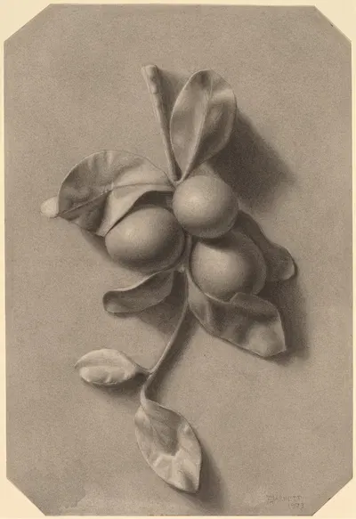 A Sprig of Plums by William Michael Harnett, 1873 — digital art print download