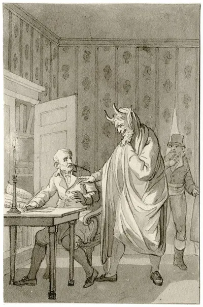 Duivel dwingt man (wellicht Faust) te ondertekenen by Рейньер Винкелес — digital art print download
