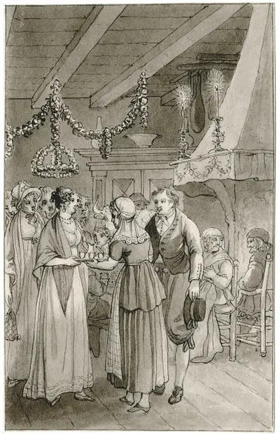 Feest in boerenhuis: 'Daar op werden de geschenken..' by Рейньер Винкелес — digital art print download