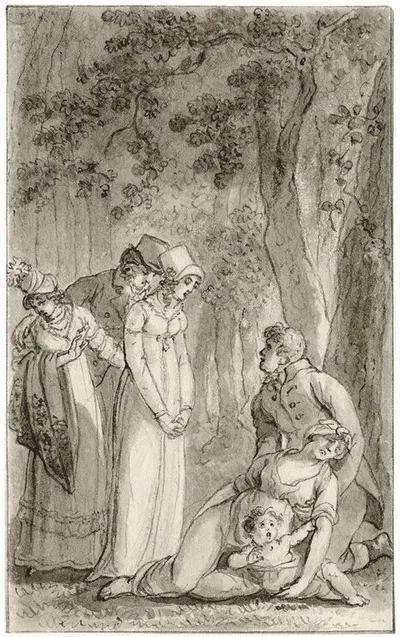Gezelschap vindt bezwijmde vrouw met kind: 'Zorg gij…' by Рейньер Винкелес — digital art print download