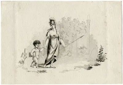 Minerva met putto diéén boek draagt: op begraafplaats by Рейньер Винкелес — digital art print download