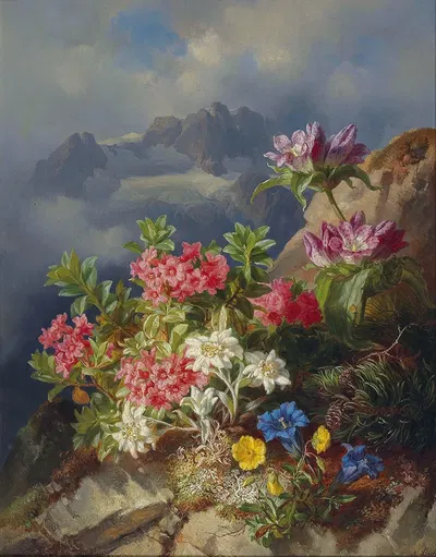 Still Life With Alpine Flowers by Andreas Lach — digital art print download