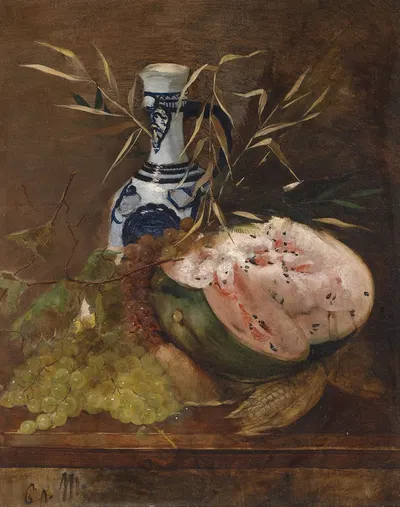 Früchtestillleben Mit Melone by Carl Von Merode — digital art print download