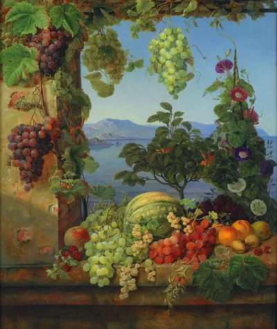 Frugter I Et Italiensk Landskab by Christine Løvmand, 1842 – 1843 — digital art print download