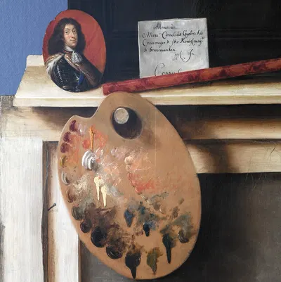 Cut-Out Trompe L'oeil Easel With Fruit Piece by Cornelius Norbertus Gijsbrechts, 1670 – 1672 — digital art print download