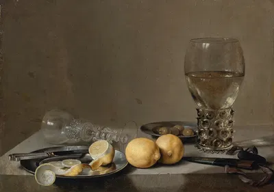 Still Life With A Roemer, Lemons, Olives And An Over-Turned Glass by Голландская школа — digital art print download