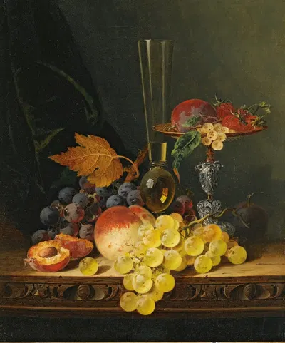 Still Life With A Tazza, Fruit And A Wine Glass by Edward Ladell — digital art print download