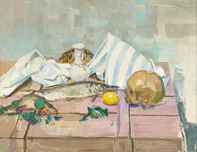 Etillleben Mit Totenkopf Und Fischen by Феликс Эстерл, 1929 — digital art print download