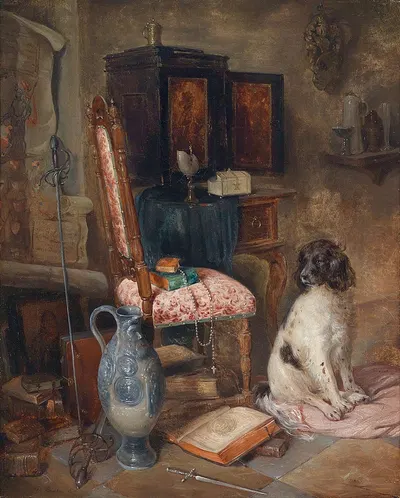 Interieur Mit Jagdhund by Франц Ксавер Грубер, 1845 — digital art print download