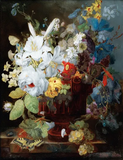 Still Life With Flowers by George Frederik Ziesel, 1784 — digital art print download
