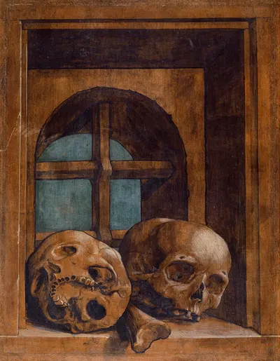Two Skulls In A Window Niche by Ганс Хольбейн Младший, 1520 — digital art print download