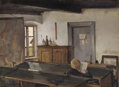 En Skolestue Med En Læsende Dreng by Ханс Смит, 1853 - 1917 — digital art print download
