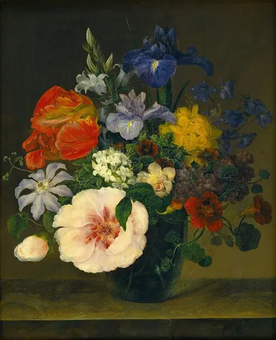 Flowers In A Glass by Hermania Neergaard, 1842 — digital art print download