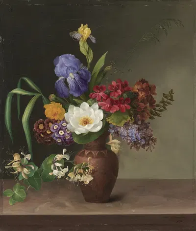 Vase I Græsk Stil Med Iris, Syren Og Kaprifolium by Hermania Neergaard, 1831 — digital art print download