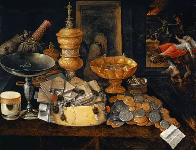 Riches And The Death Of The Miser, Still Life by Иероним Франкен II — digital art print download