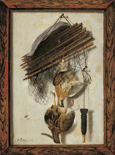 Dead Wildfowl And A Huntsman's Net. Trompe L'oeil by Jacob Biltius, 1679 — digital art print download