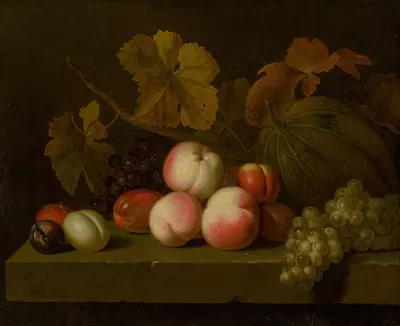Still Life With Peaches, Grapes, Plums And Melon by Jakob Bogdány, 1705–1715 — digital art print download