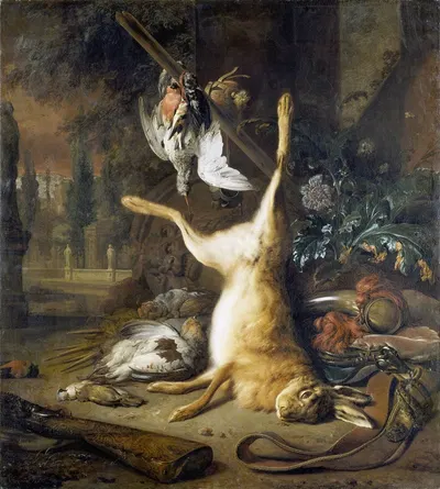 Still Life With Dead Rabbit And Birds by Ян Вейникс, 1681 — digital art print download