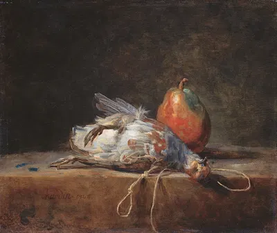 Still Life With Partridge And Pear by Жан Симон Шарден, 1748 — digital art print download