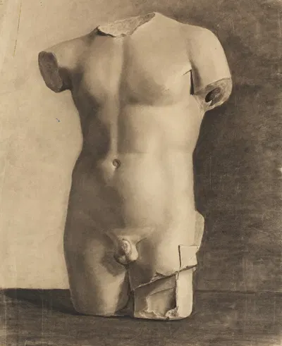 Tegning Efter Gips Af Antik Ynglingetorso by Joakim Skovgaard, 1869 - 1873 — digital art print download