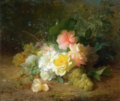 Roses Et Raisins by Jules Ferdinand Médard — digital art print download