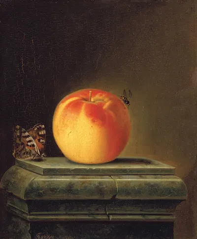 Still Life With Apple And Insects by Юстус Юнкер, 1765 — digital art print download