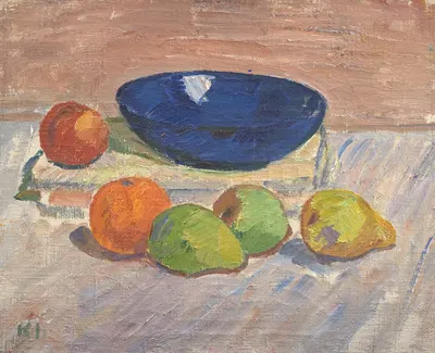 Still Life With Blue Bowl And Fruits by Karl Isakson, 1910 – 1911 — digital art print download
