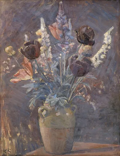 Lervase Med Tulipaner Og Andre Blomster by Карл Шоу, 1884 - 1938 — digital art print download