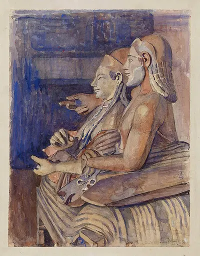 Etruskisk Sarkofag I Louvre by Marie Henriques, 1928 — digital art print download