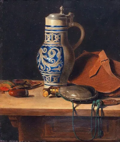 Still Life With Pitcher And Powder Flask by Max Schödl — digital art print download