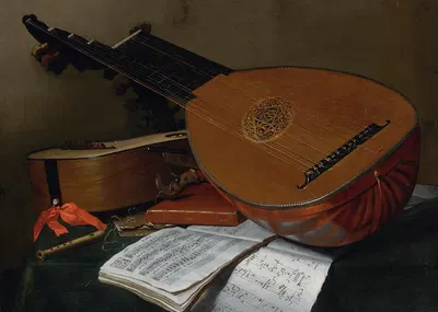 Still Life With A Lute And A Guitar by Николя-Анри Жора де Берри — digital art print download