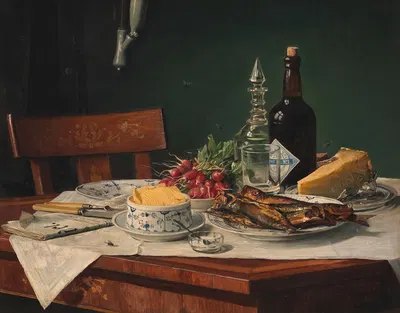 Et Frokostbord by Oluf August Hermansen, 1884 — digital art print download