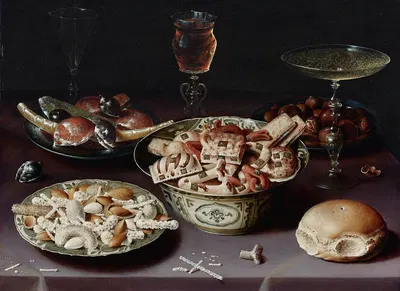 A Still Life Of Porcelain Vessels Containing Sweets… by Osias Beert the Elder — digital art print download