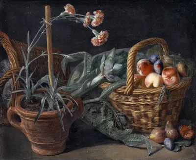 Fruit Basket And Pinks by Питер Снайерс — digital art print download